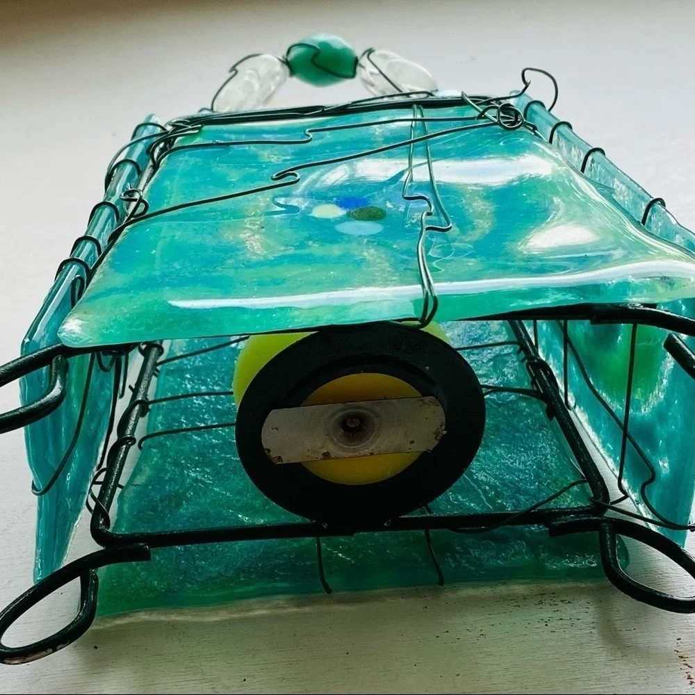 Turquoise Blown Glass  TEA CANDLE HOLDER